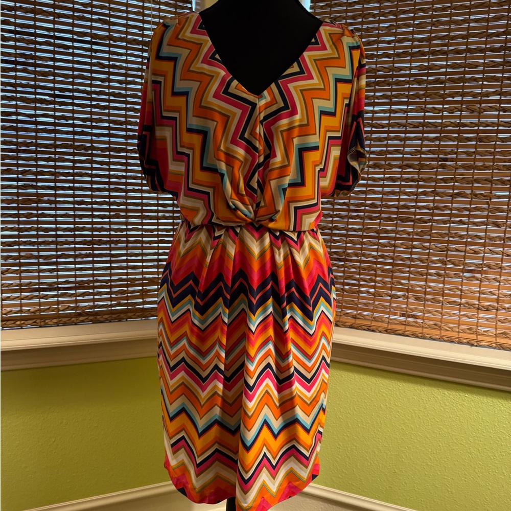 Trina Turk Multicolor Chevron Midi Dress